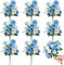 8-Pack 12-Inch Blue & White Artificial Roses – 80-Head Silk Flowers with Long Stems for Wedding Bouquets, Bridal Arrangements, Baby Showers, Table Centerpieces